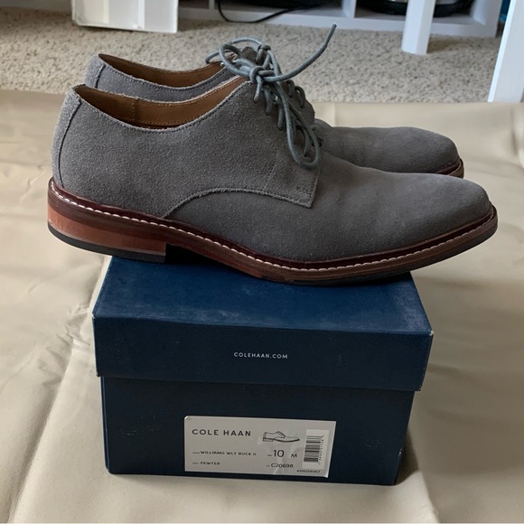 COLE HAAN MEN’S GREY SUEDE DRESS SHOE SZ 10 - Picture 4 of 6